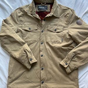 Eddie Bauer Beige Men’s Large, Fleece Lined Jacket With Button Snaps